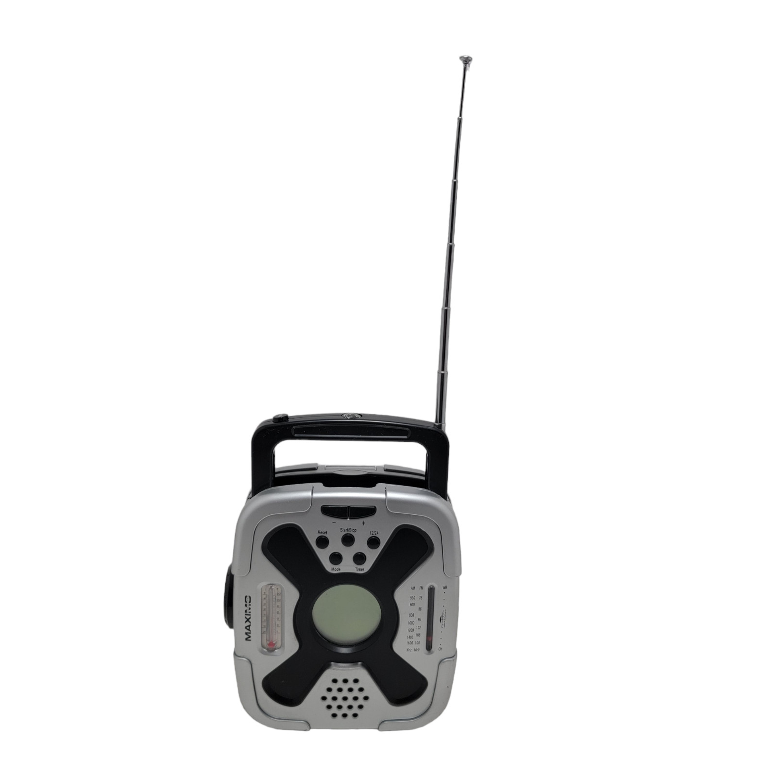Maximo Emergency hand crank 7 Channel Weather Band Radio w/ Compass Silver