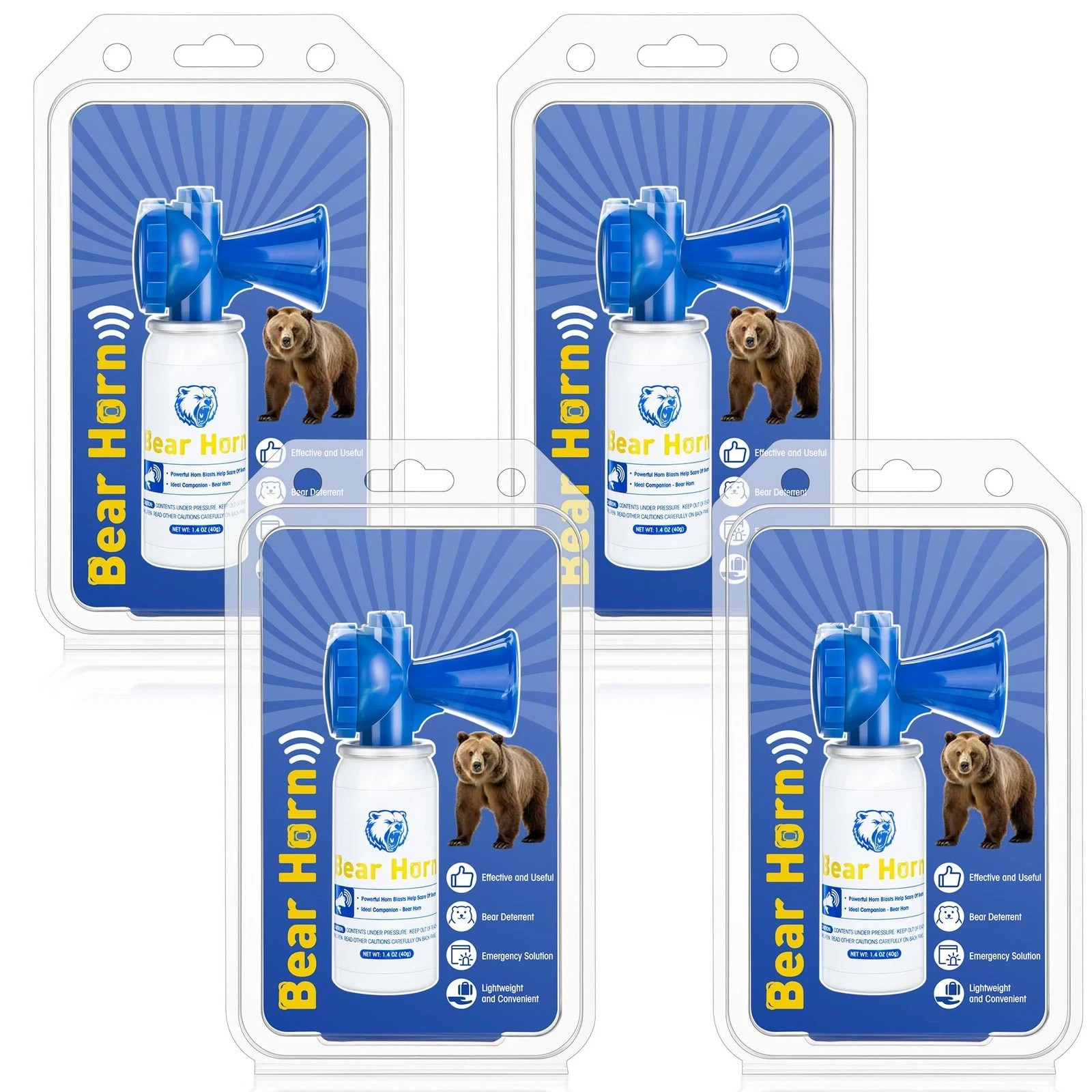 4 Pack 1.4oz Bear Horn Self Defense Loud Air Horn for Wild Animals 120dB Heard