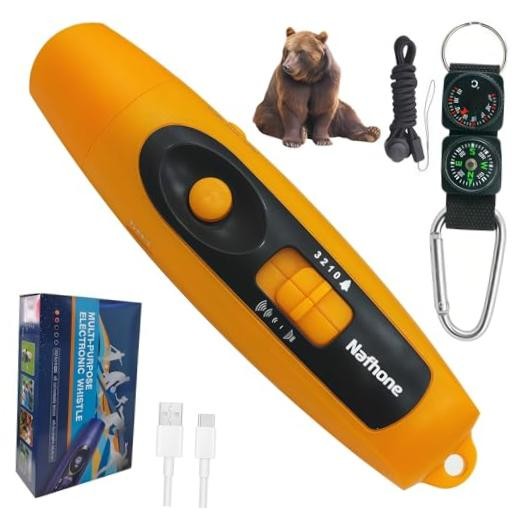 Rechargeable Bear Horn to Scare Bears, 125dB Electronic Air Horn with Orange