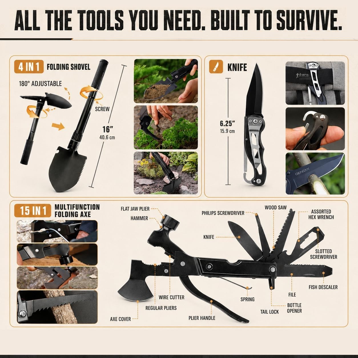 Survival Kit 250Pcs First Aid Gear with Molle Bag