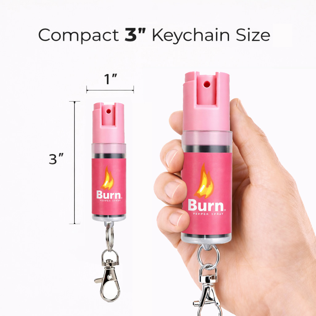 2 Pack Burn Pepper Spray Keychain Police Strength OC 0.5oz Self Defense Pink