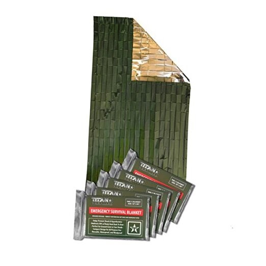 – Mylar Survival Blankets 5 Pack – 90% Heat Retention L (52″ x 82″) Olive Drab