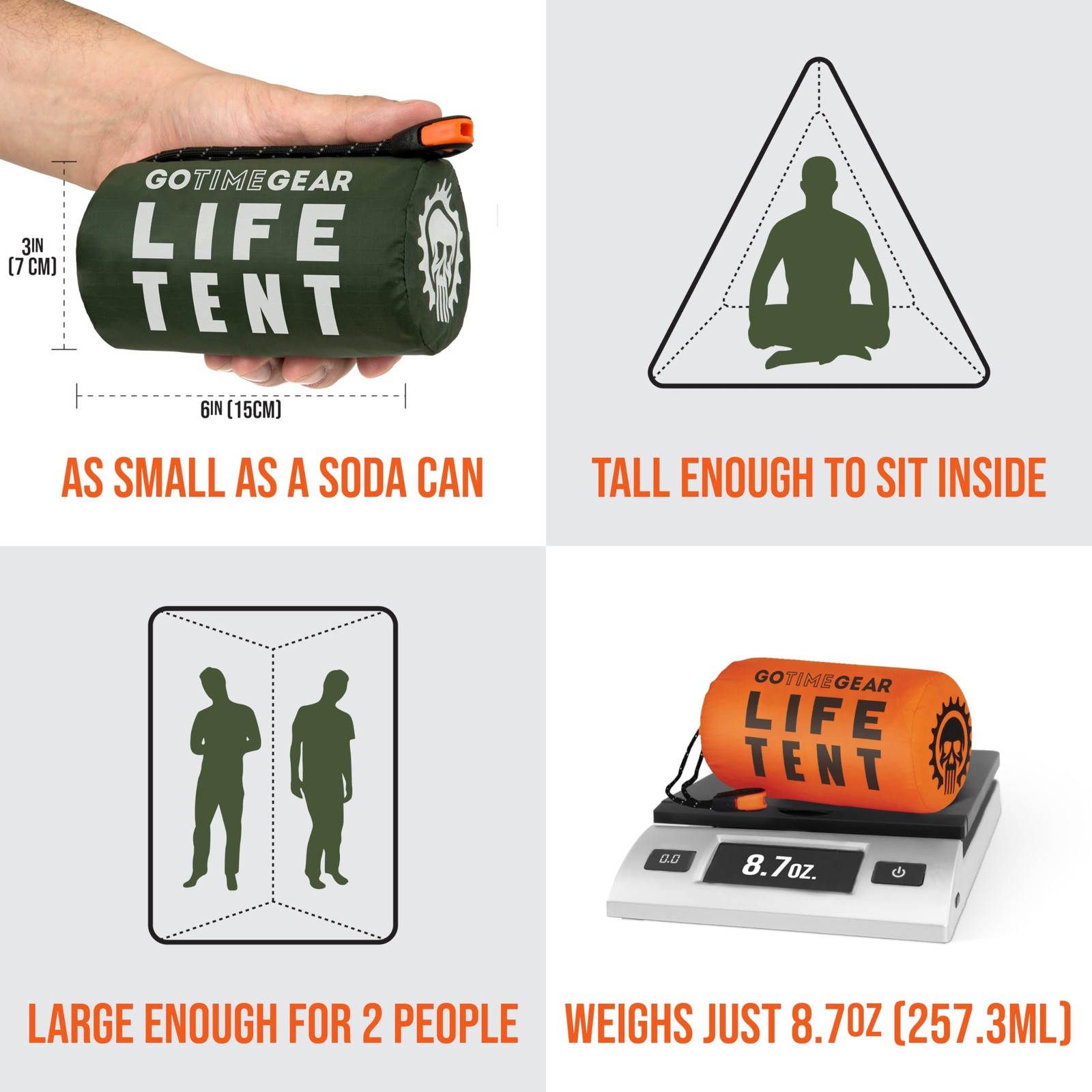 Go Time Gear Mylar Emergency Survival Tent – Heat Reflective, Ultralight