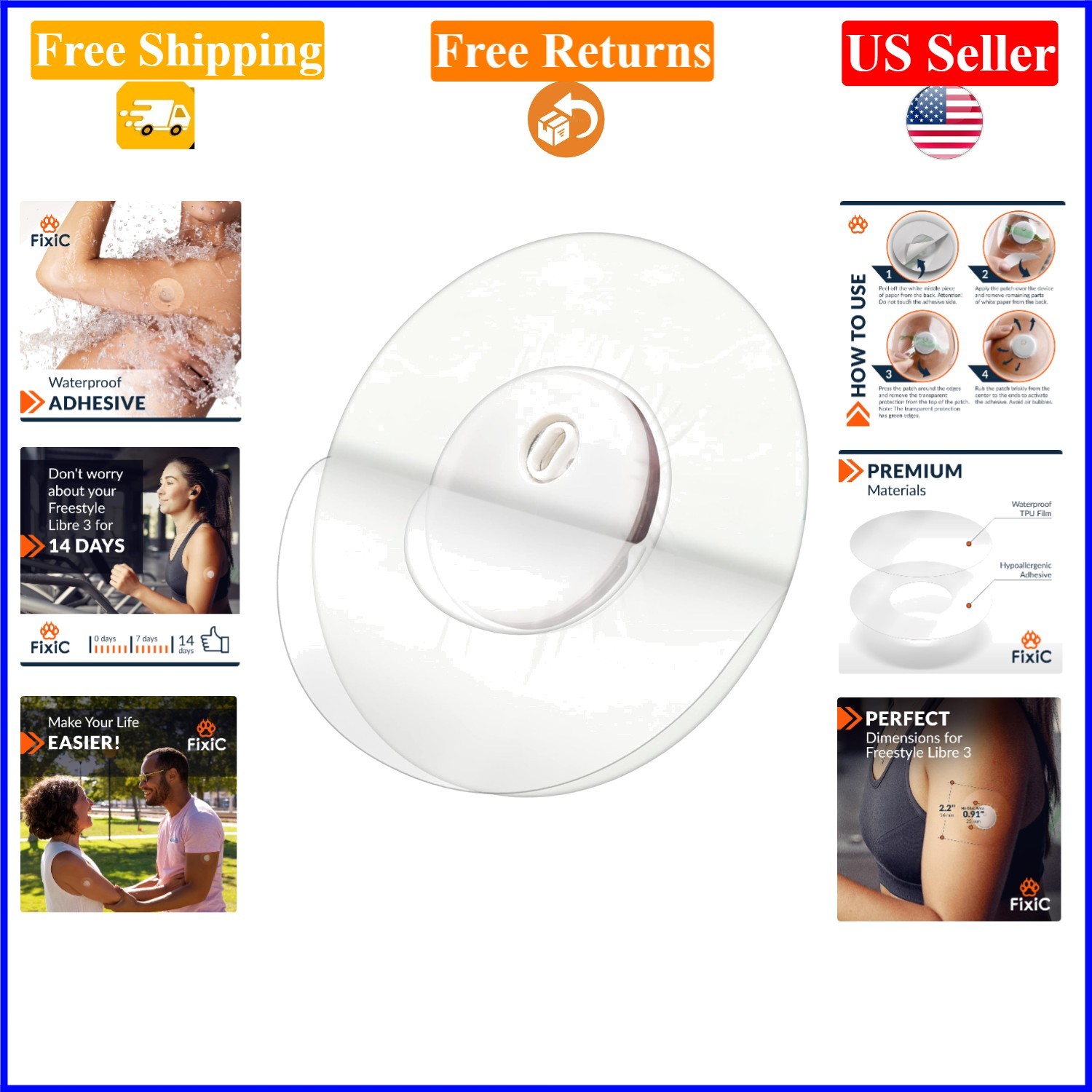25 Pack Small Transparent Libre 3 Sensor Covers for Secure Adhesion