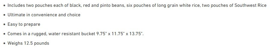 Beans & Rice Trio Large Bucket Bulk 100 Servings 30 Year Emergency Food Storage