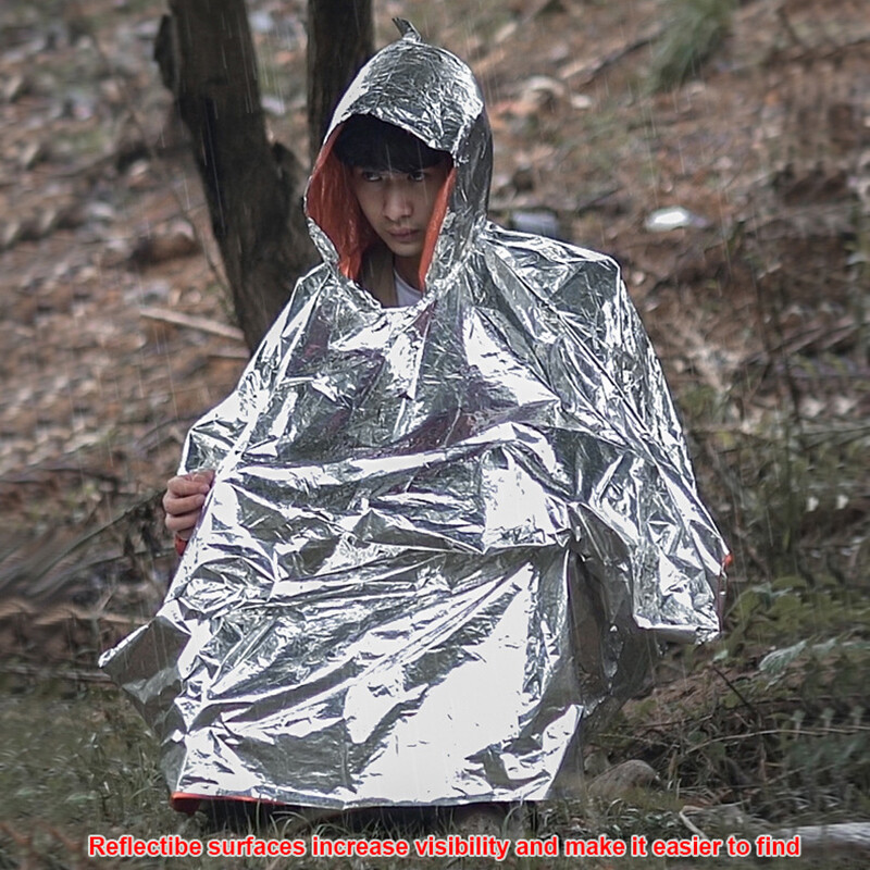 1pc Emergency Rain Poncho Survival Gear Equipment Waterproof Camping Outdoor