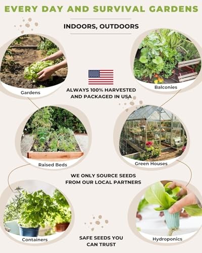 50 Vegetable, Herb & Fruit Seed Kit – U.S.A. Harvested Varieties – Over