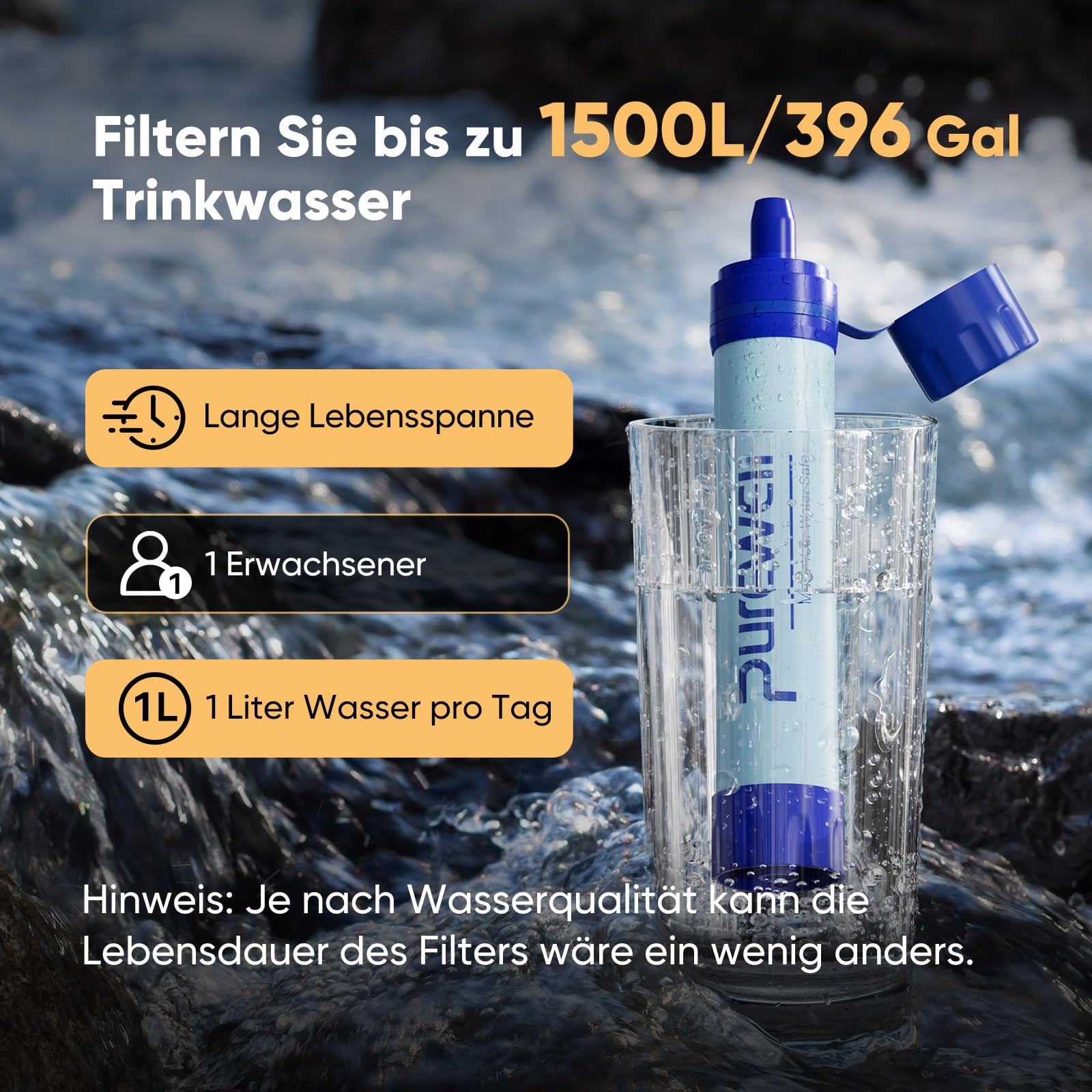 Outdoor Water Filter – 0.01μm Ultra Fine Filter Removes 99.99% Bacteria & Sch…