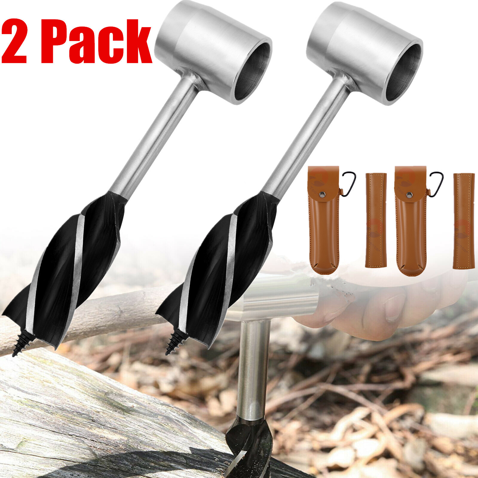 2*Survival Settlers Tool Bushcraft Hand Auger Wrench Scotch Eye Auger Hole Maker