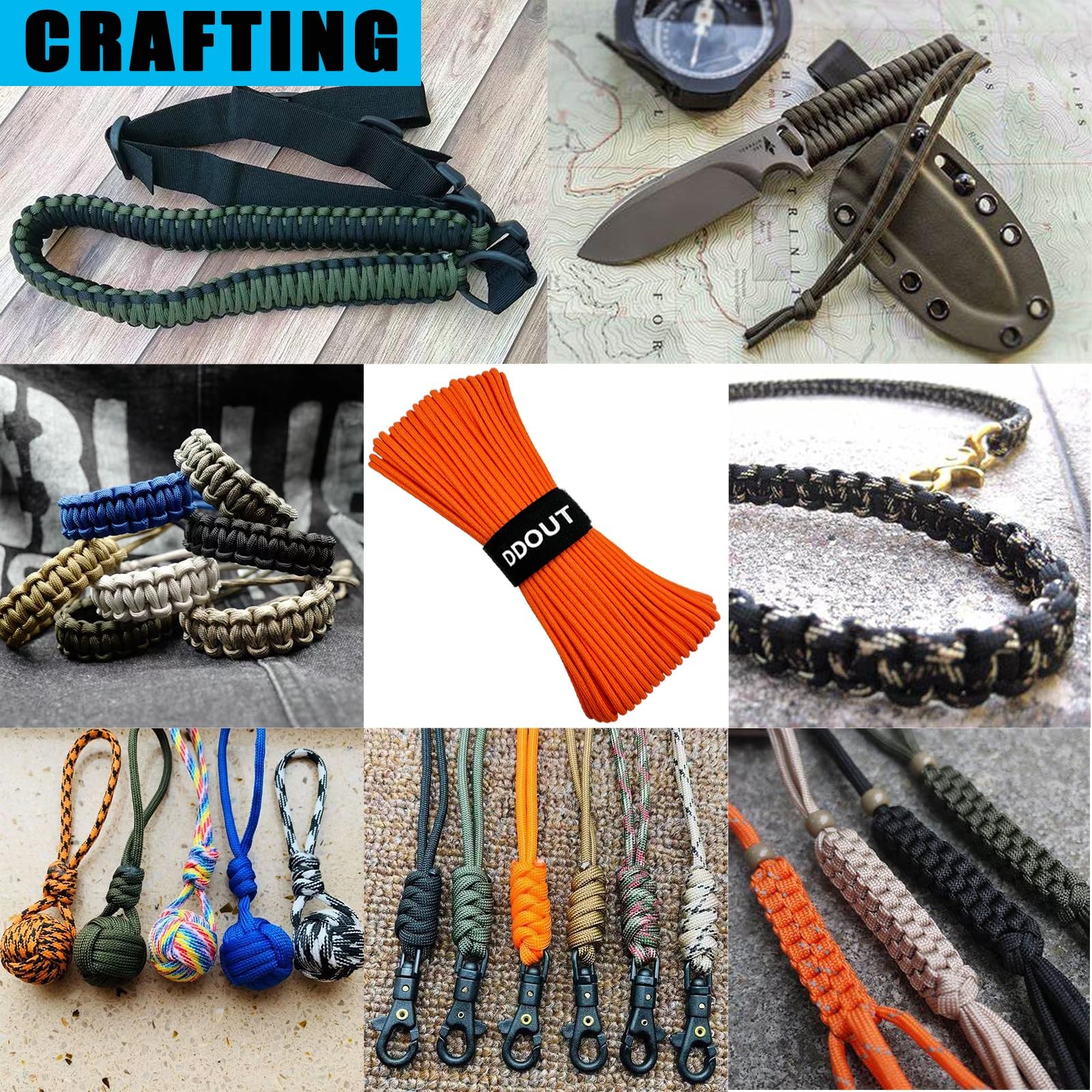 DDOUT Paracord Nylon Rope Orange 100ft with 7-Strand Core, 10 100 ft,