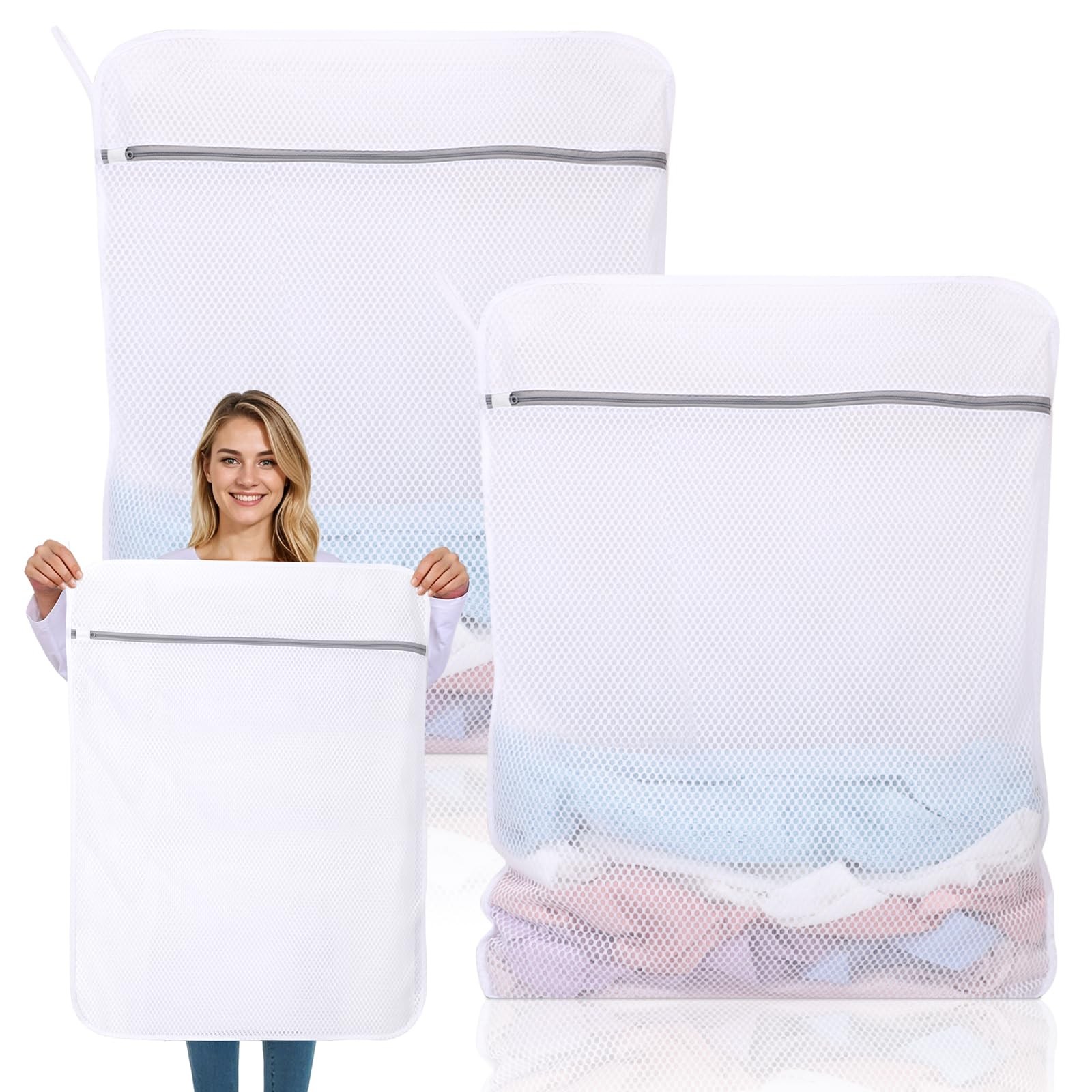 Dntorx 2 Pack XX-Large Mesh Laundry Bags for Delicates, 24 2 XX-Large, White