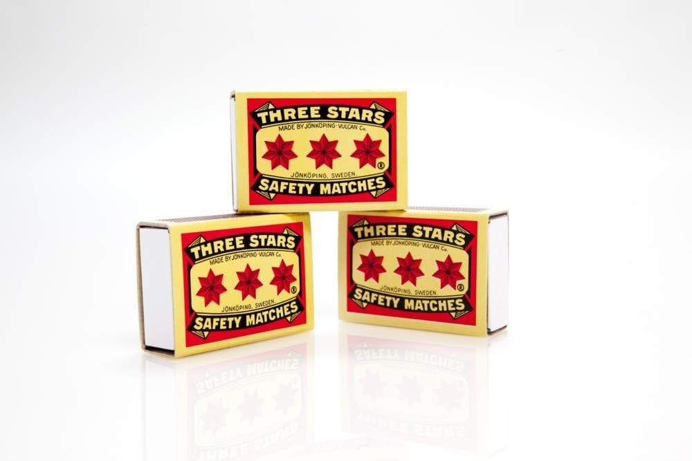 Three Stars Safety Matches, 10 pack (Two Packs)