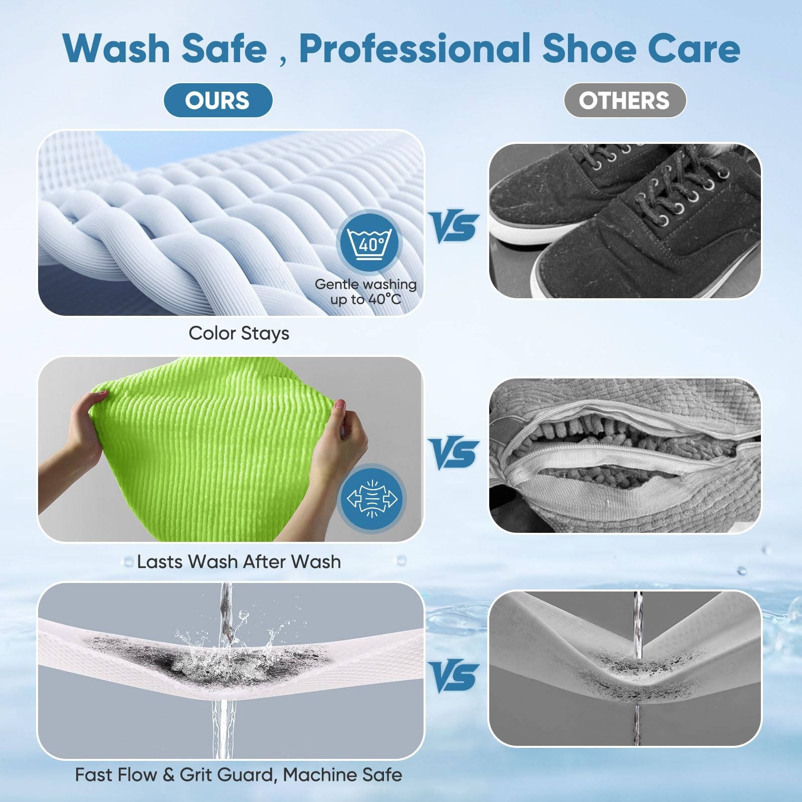 M-Better Shoe Washing Bag 2Pack – Reusable Laundry with Mesh Green
