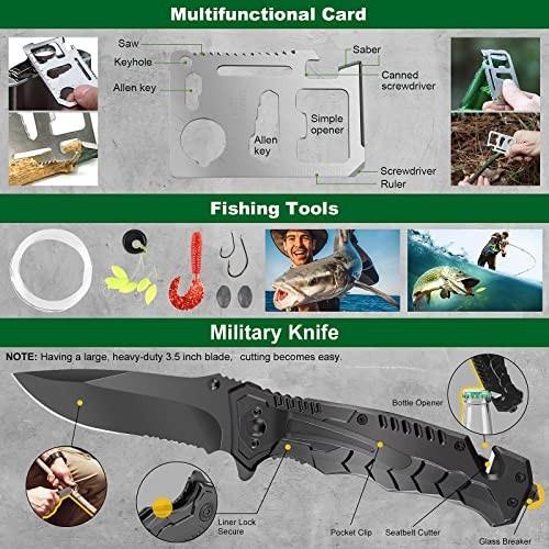 Survival Kit 27 in 1 Camping Gear Emergency Tools Portable Waterproof Box for