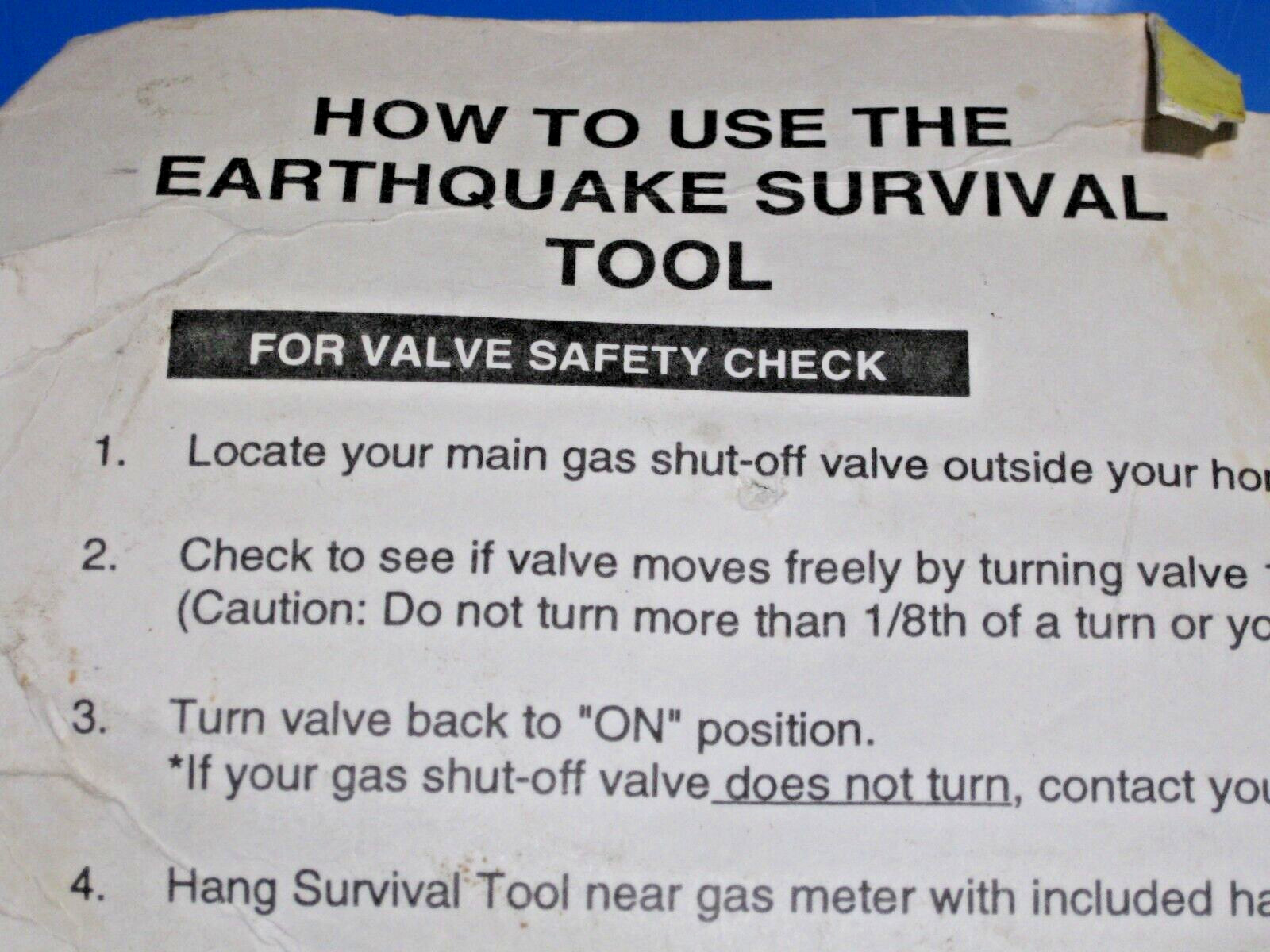 Ready America Earthquake Survival Tool Gas Shut Off Wrench #3333 USA