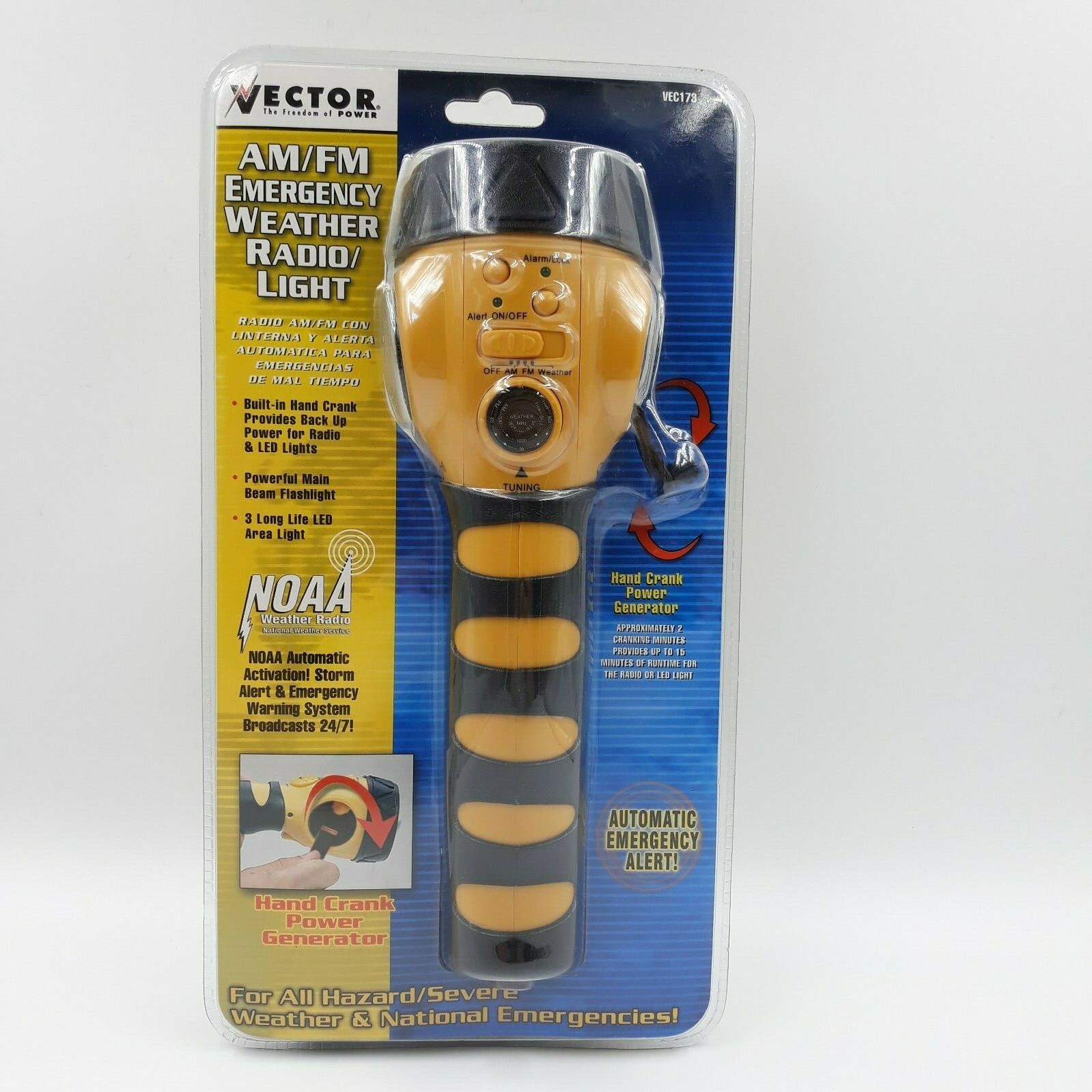 Vector AM/FM Emergency Weather Radio Light Generator Storm Tracker VEC173 New