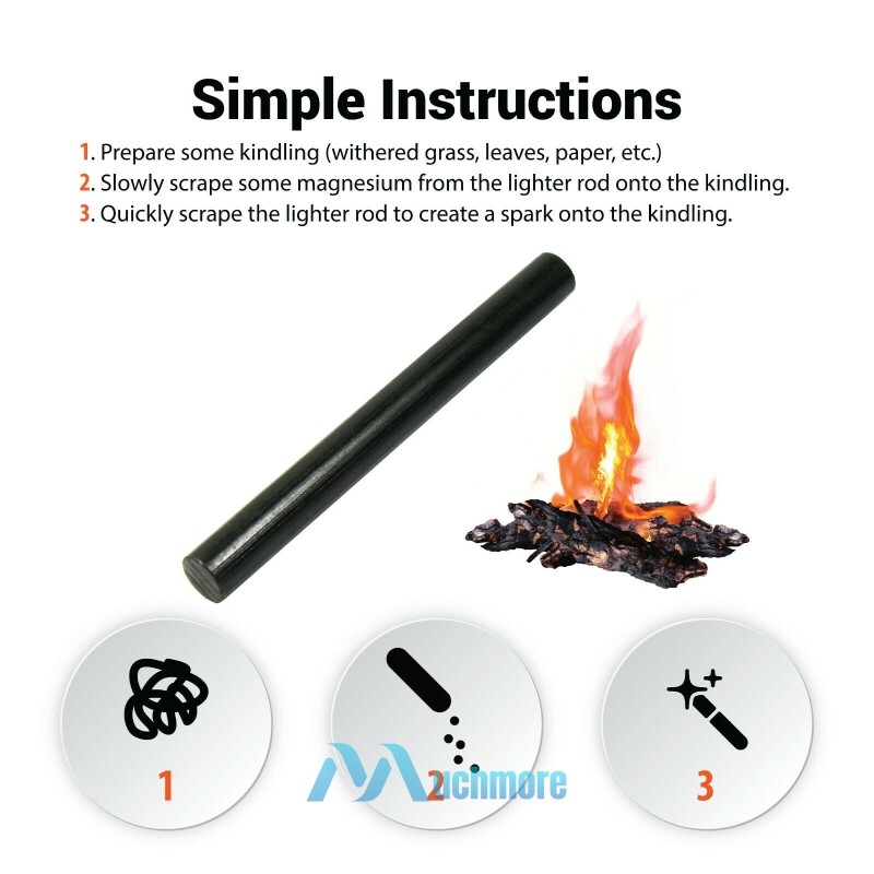 2Pcs Large 1/2″x5″ EDC Ferro Rod / Fire Starter Ferrocerium Flint Survival Gear