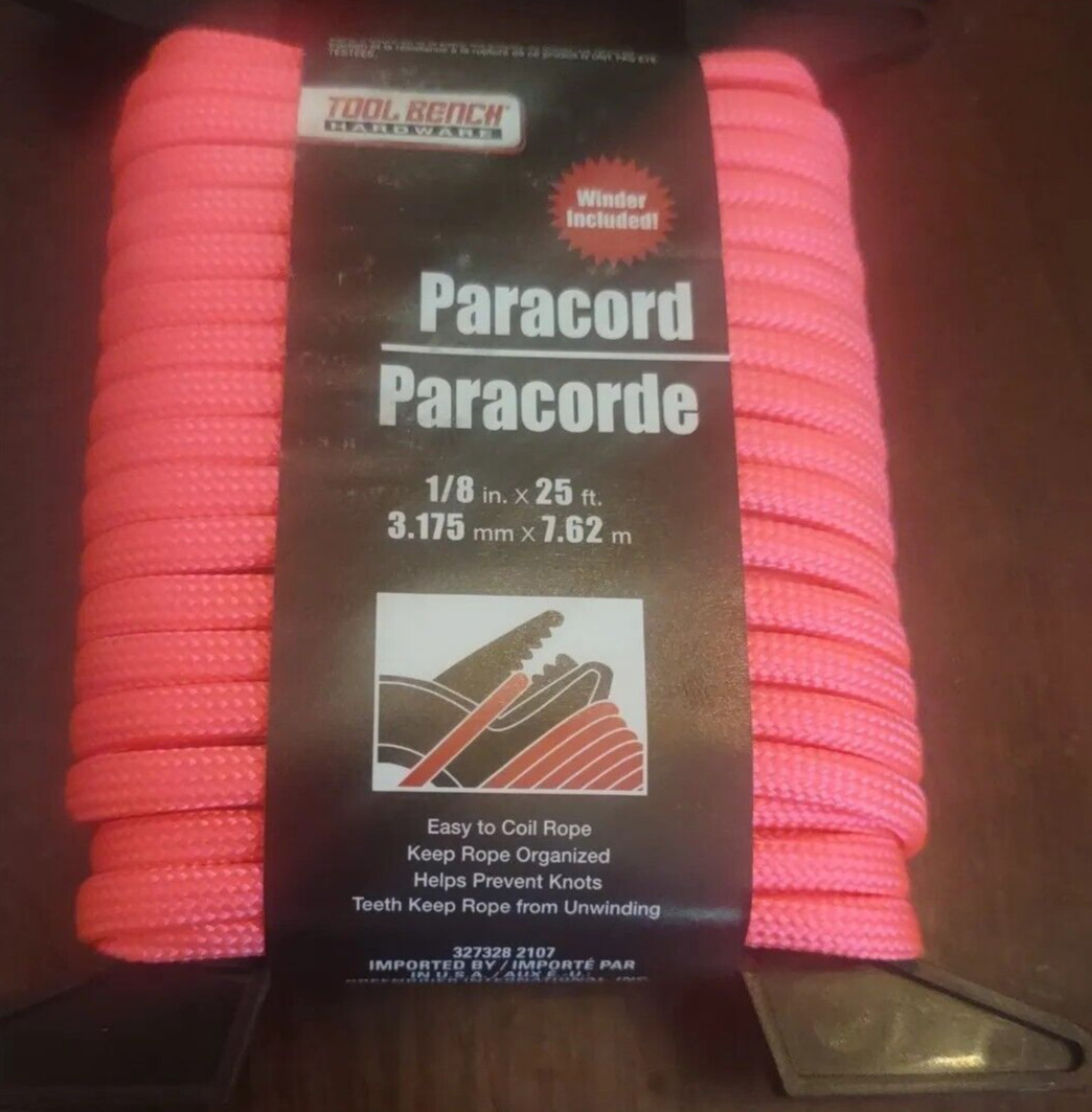 Pink Paracord With Winder 1/8in. X 25 ft.