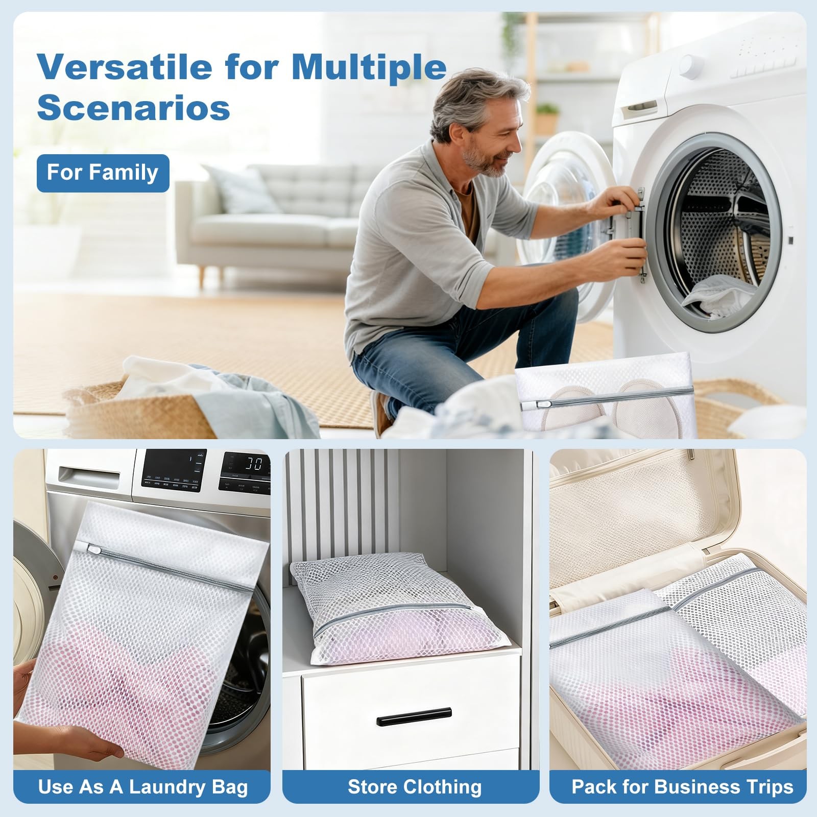 Laundry Bags Mesh Wash for Delicates, Upgraded 12 x 16 Inch, gray