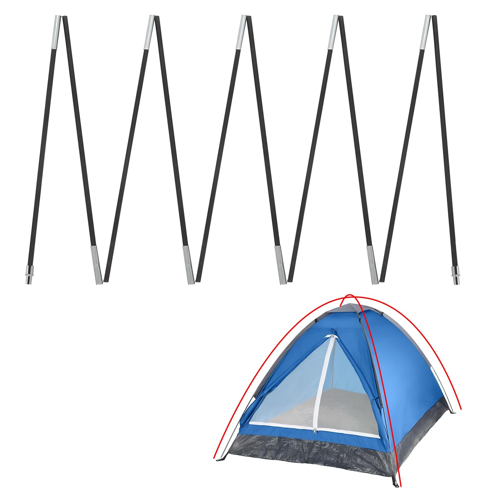 Vekclit 1PCS Tent Poles for Wakeman 2-Person Camping Tent, 169”, Black