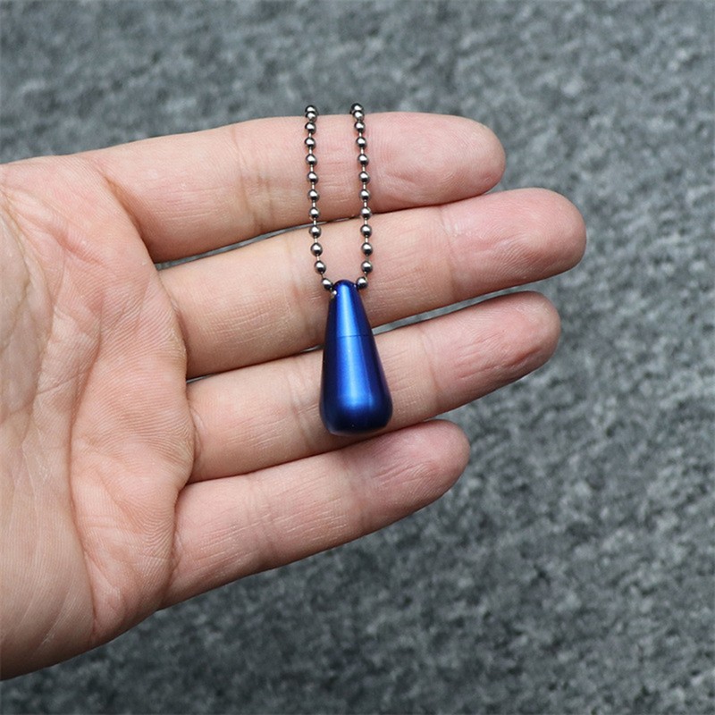 1Pc Mini Medicine Pill Box Pure Titanium Waterdrop Pendant Small Pill Bottle