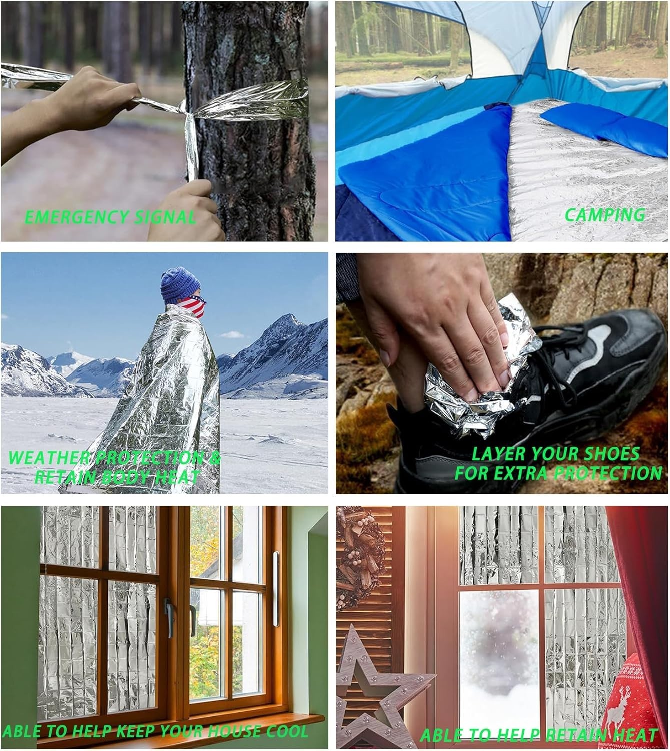 10 Pack Mylar Emergency Blankets Survival Compact Insulated Camping First Aid