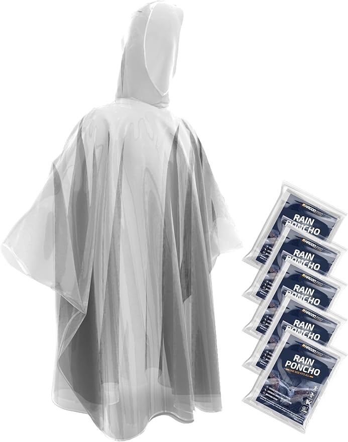 Disposable Rain Ponchos for Adults 5 Pack