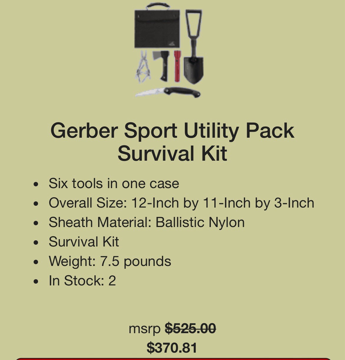 Gerber Off-Road Survival Kit —- Flashlight Has Been Upgraded With Headlamp