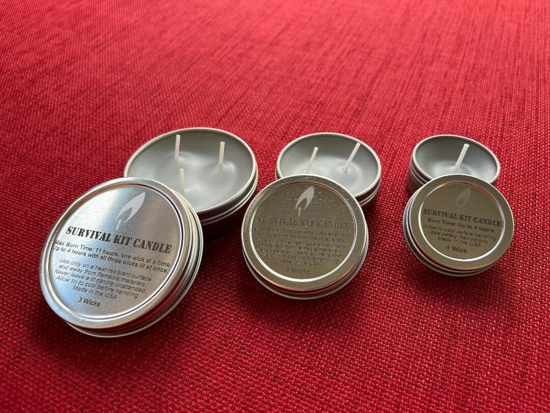 Survival Kit Candles, Set of Three Sizes. New Emergency Candles.