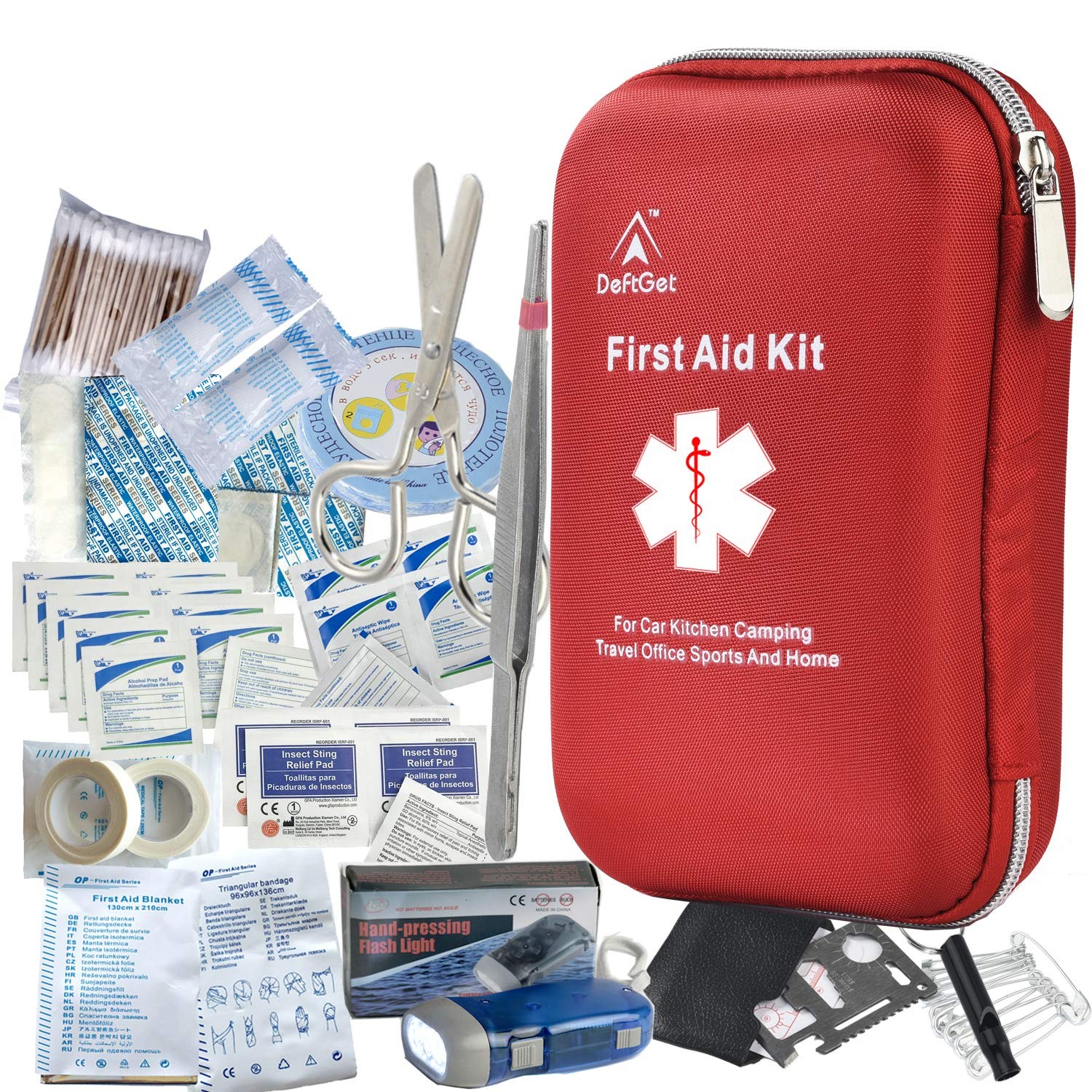 deftget 163 Pieces First Aid Kit Waterproof IFAK Molle System Ligth Red