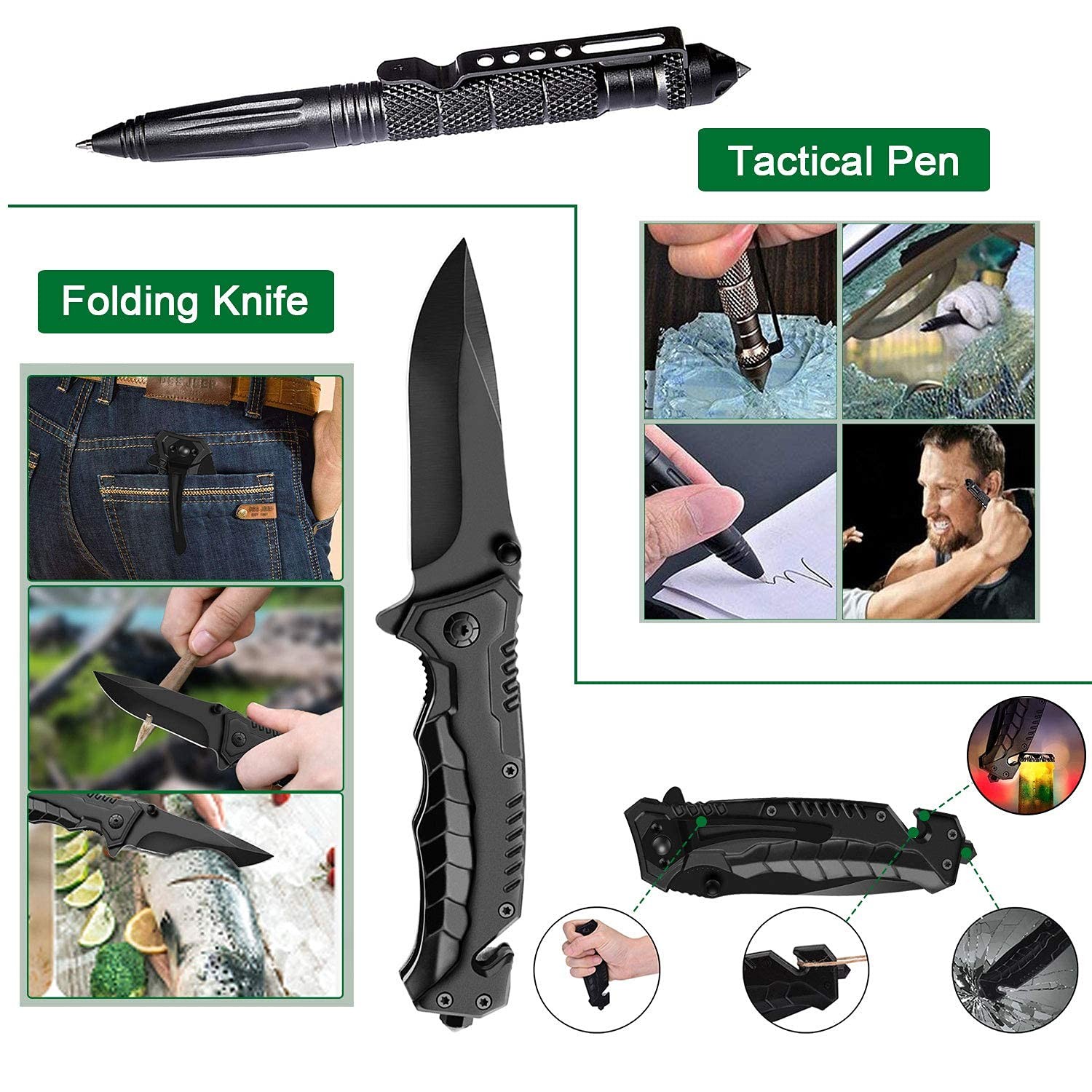Angieast Survival Kit 35 in 1, First Aid Kit, Survival Gear, Survival Tool Gi…