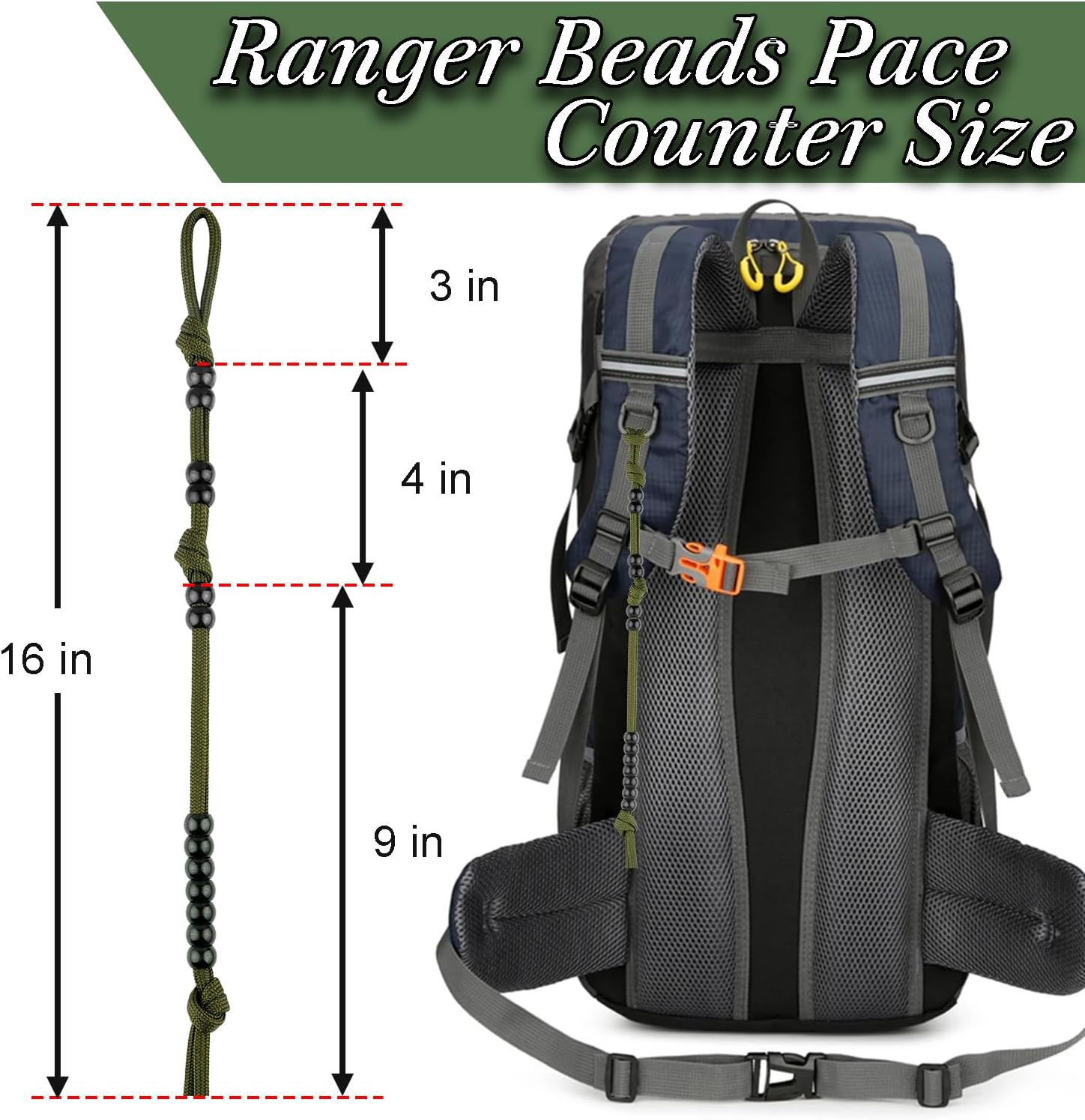 Ranger Beads Pace Counter Kit for Hiking and Swimming – 3 Pieces, 16 Inches