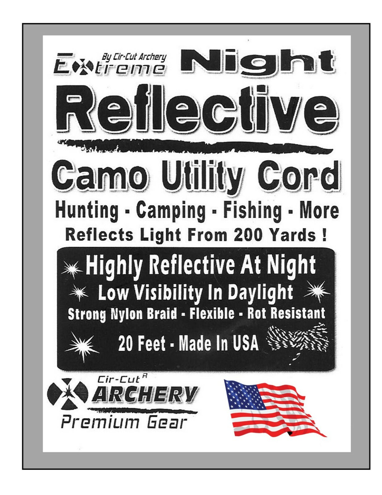 3 PACK REFLECTIVE CAMO CORD ROPE – TRAIL MARKERS – HUNTING TREESTAND BOW ARCHERY