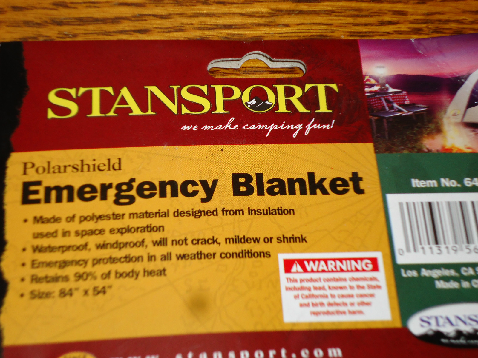 STANSPORT POLARSHIELD POLAR HEAT SHIELD EMERGENCY BLANKET WATERPROOF WINDPROOF