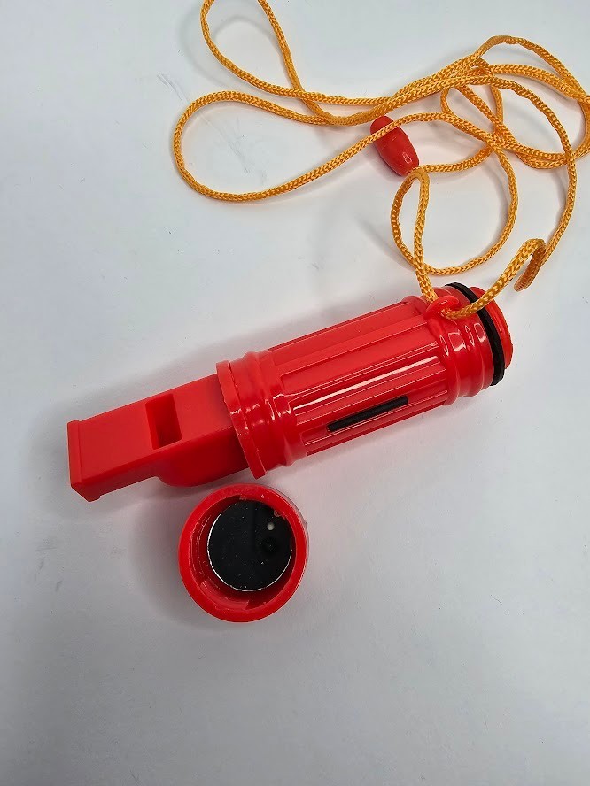 Survival Tool 5-In-1 Whistle Compass Flint Bar Signal Mirror Waterproof Case