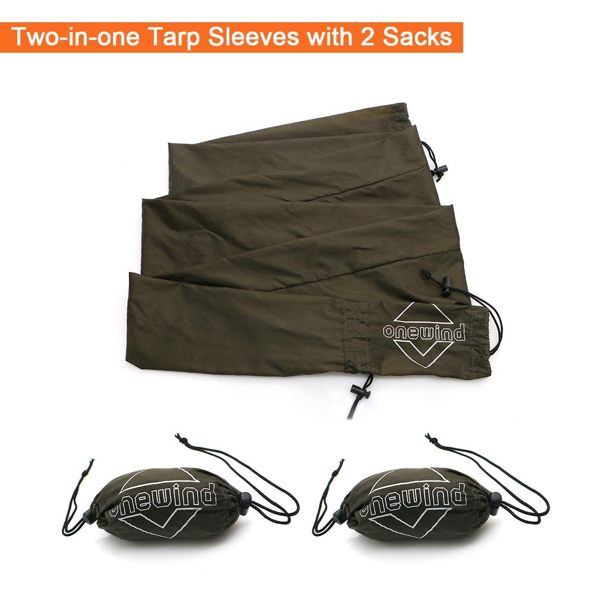Onewind Tarp Sleeve 12ft, Camping 12ft or 6ft x 5.9ft, Olive Green-2 Pieces