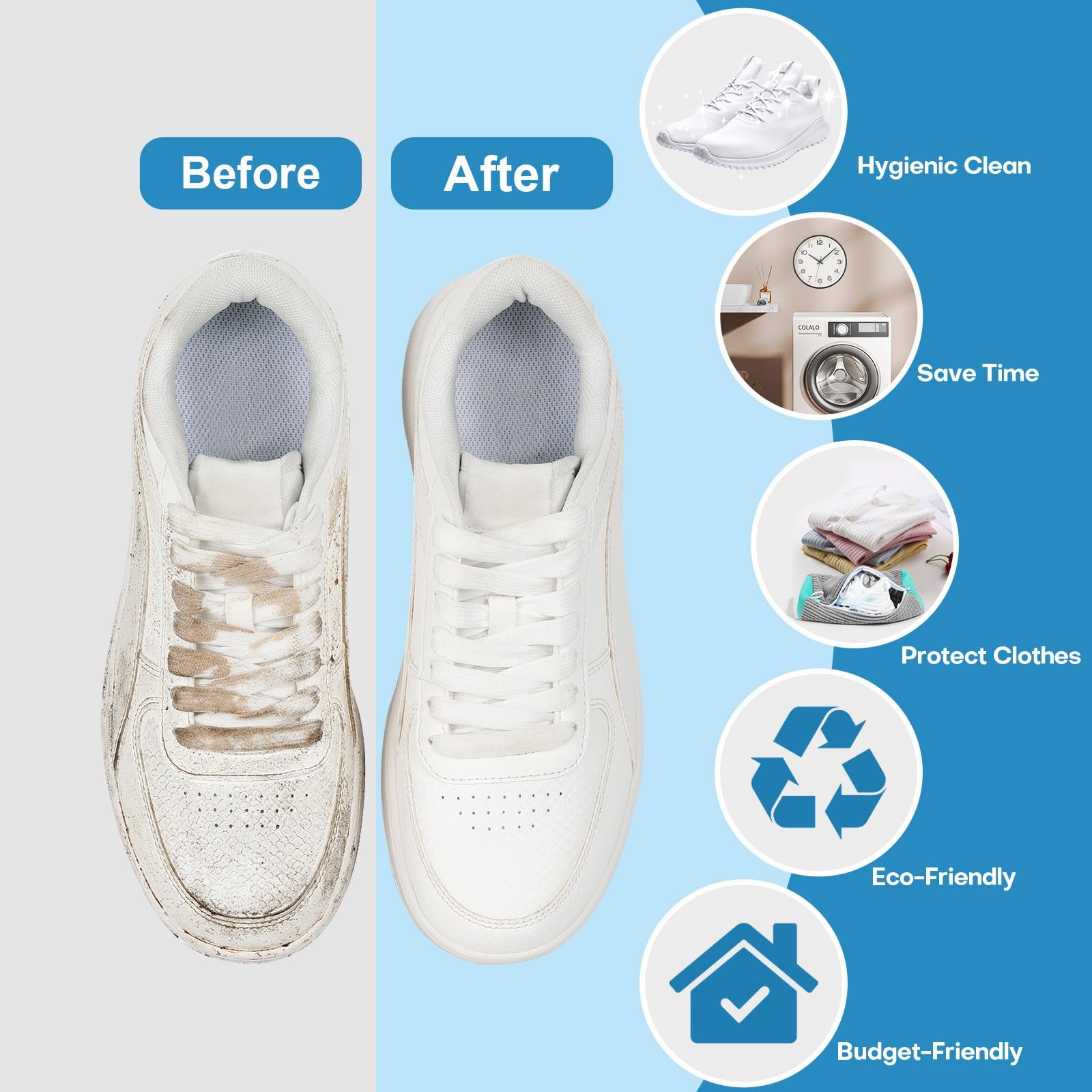 Shoe Washing Machine Bag: Laundry Bag for 15″L x 7″W x 7″H, Gray 2pcs