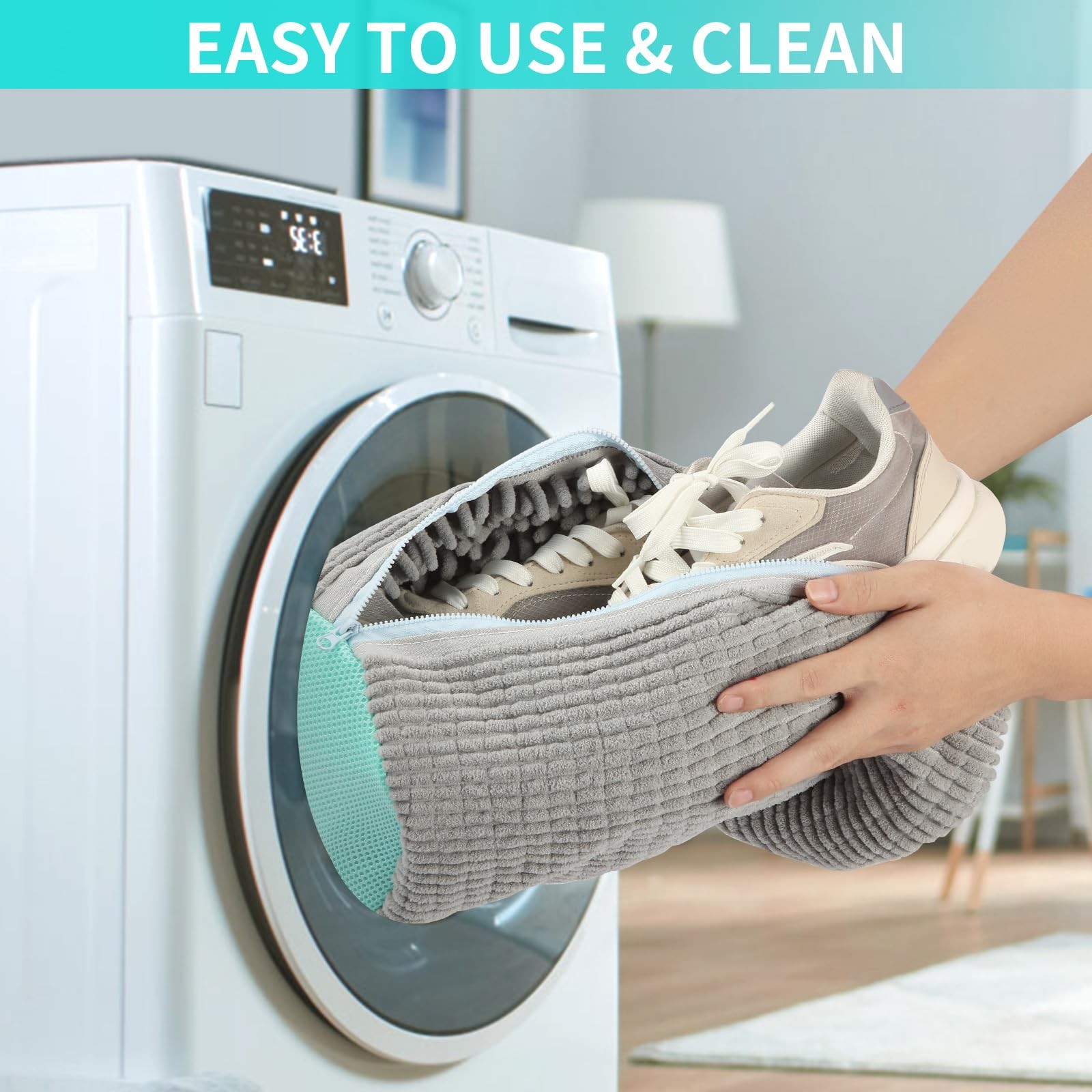 Xan Concept 2Pcs Shoe Washing Machine Bag,Cleaning Bag for All XX-Large, Gray