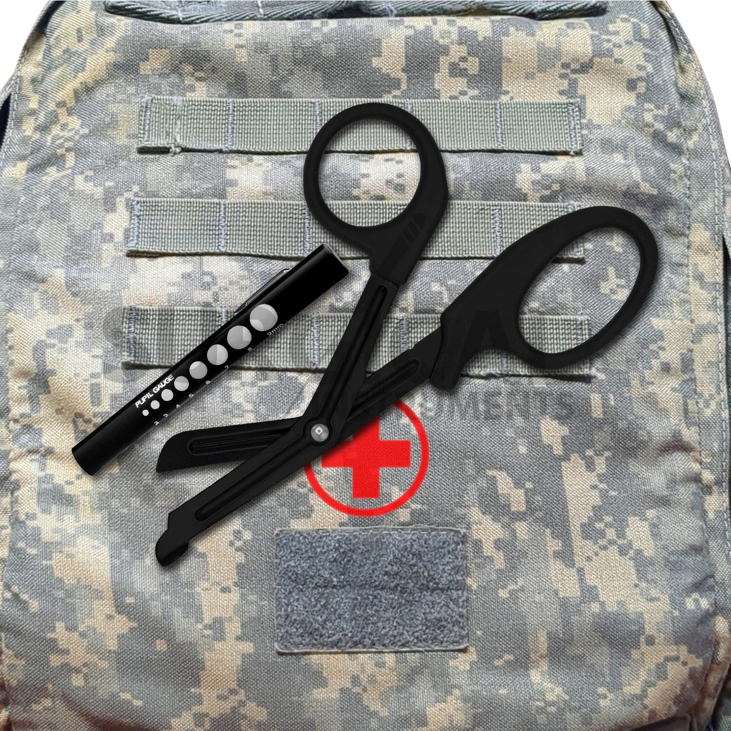 Tactical Black – Set of 2 EMT First Responder 7.25″ Shear + Penlight German Gr
