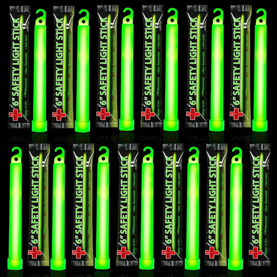 Emergency 10 Ultra Bright Green Glow Sticks – Individual Packed With Lanyard – F