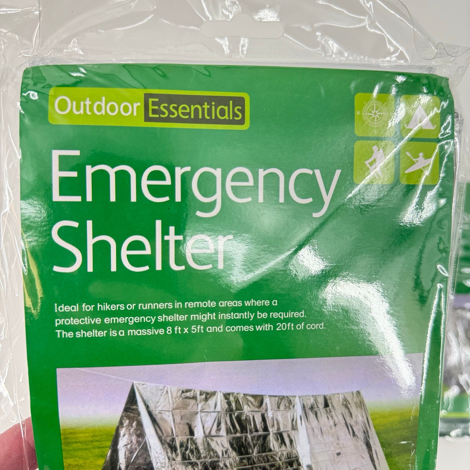 Set of 2 Outdoor Essentials Emergency Shelter 8 ft x 5 ft with 20 ft cord NEW