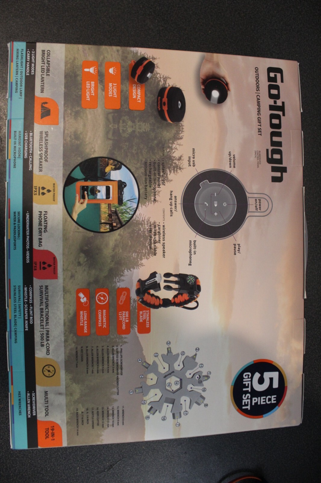 Outdoor Camping Gift Set – Speaker, Lamp, Dry Bag, Survival Bracelet, MultiTool