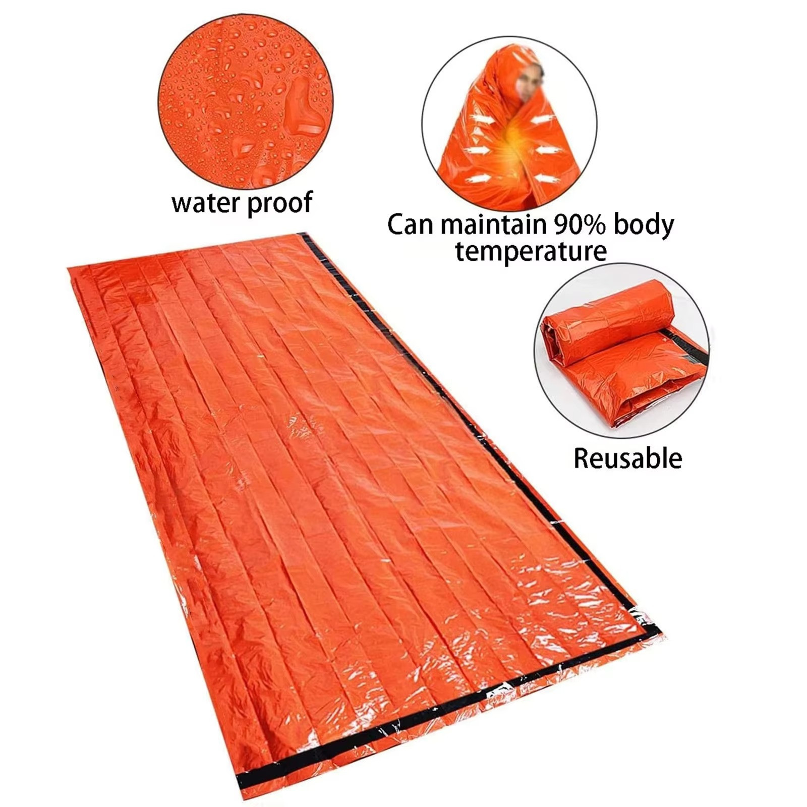 Emergency Survival Sleeping Bag Waterproof Thermal Mylar Camping Rescue Sack