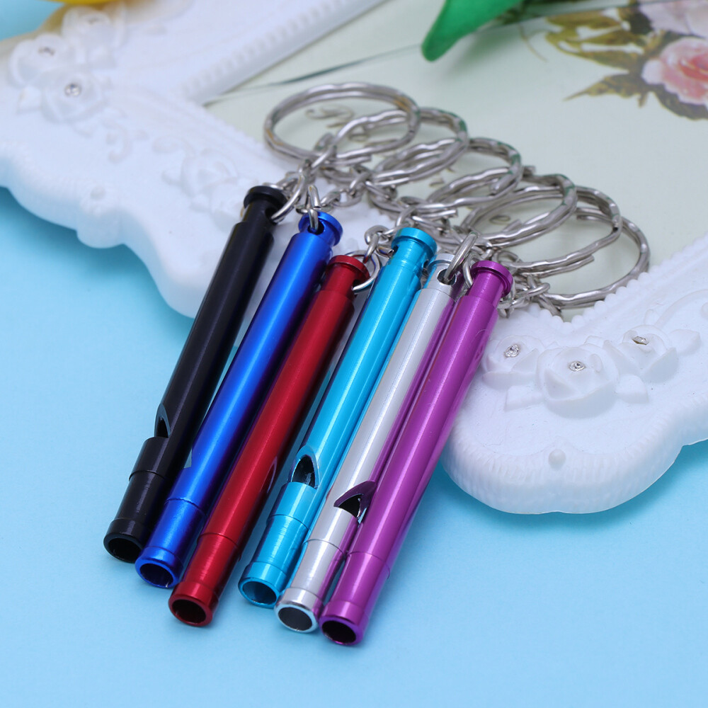 6pcs Hunting Whistle Hiking Whistle Aluminium Key Chain Safety Whistle