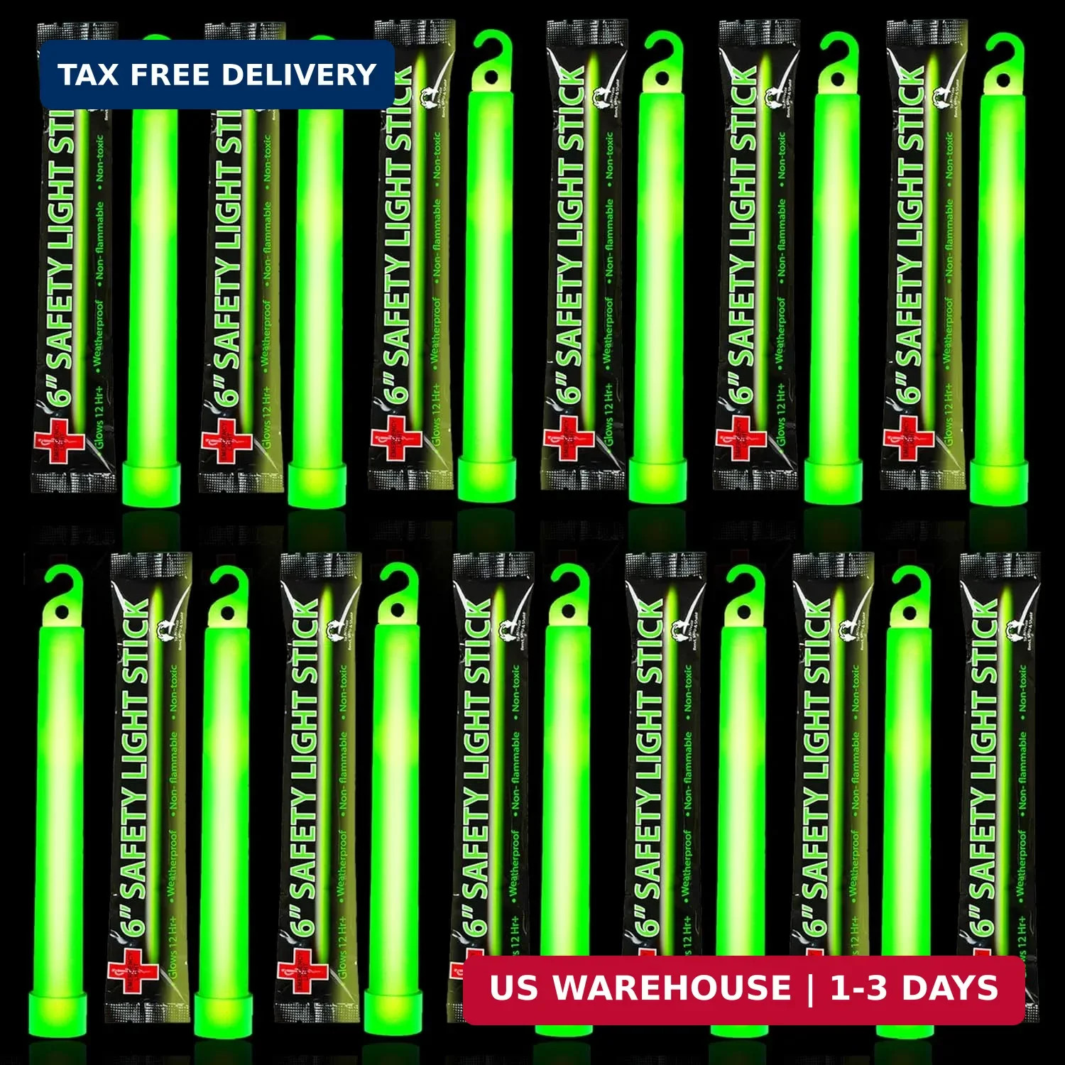 Emergency 10 Ultra Bright Green Glow Sticks – Individual Packed With Lanyard – F