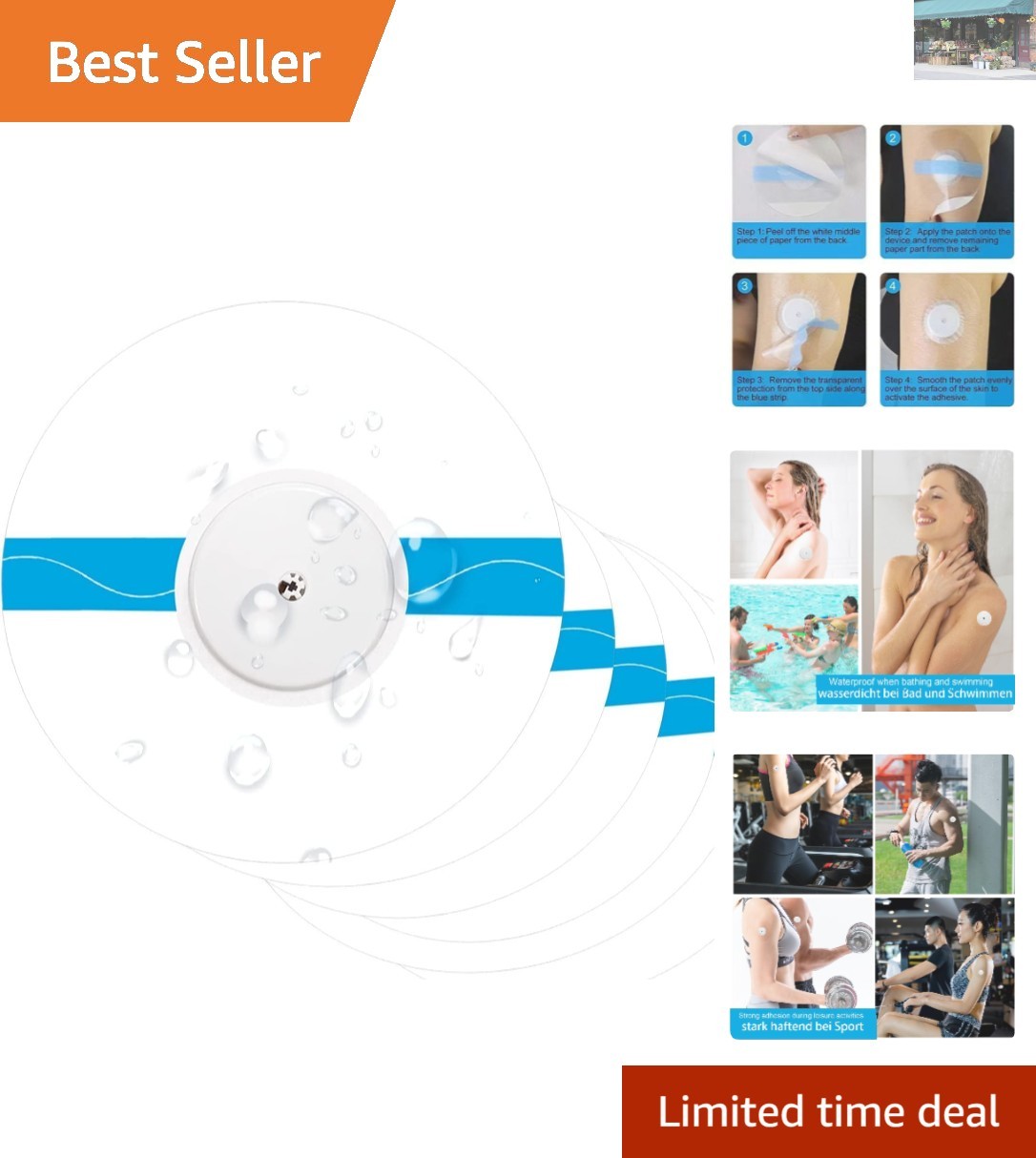 20 Pack Waterproof Hypoallergenic Sensor Covers for CGM Devices – Lasts 14 Days