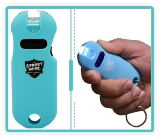 SMART POLICE WOMEN MINI Stun Gun Flashlight QUICK RELEASE KEYRING battery meter