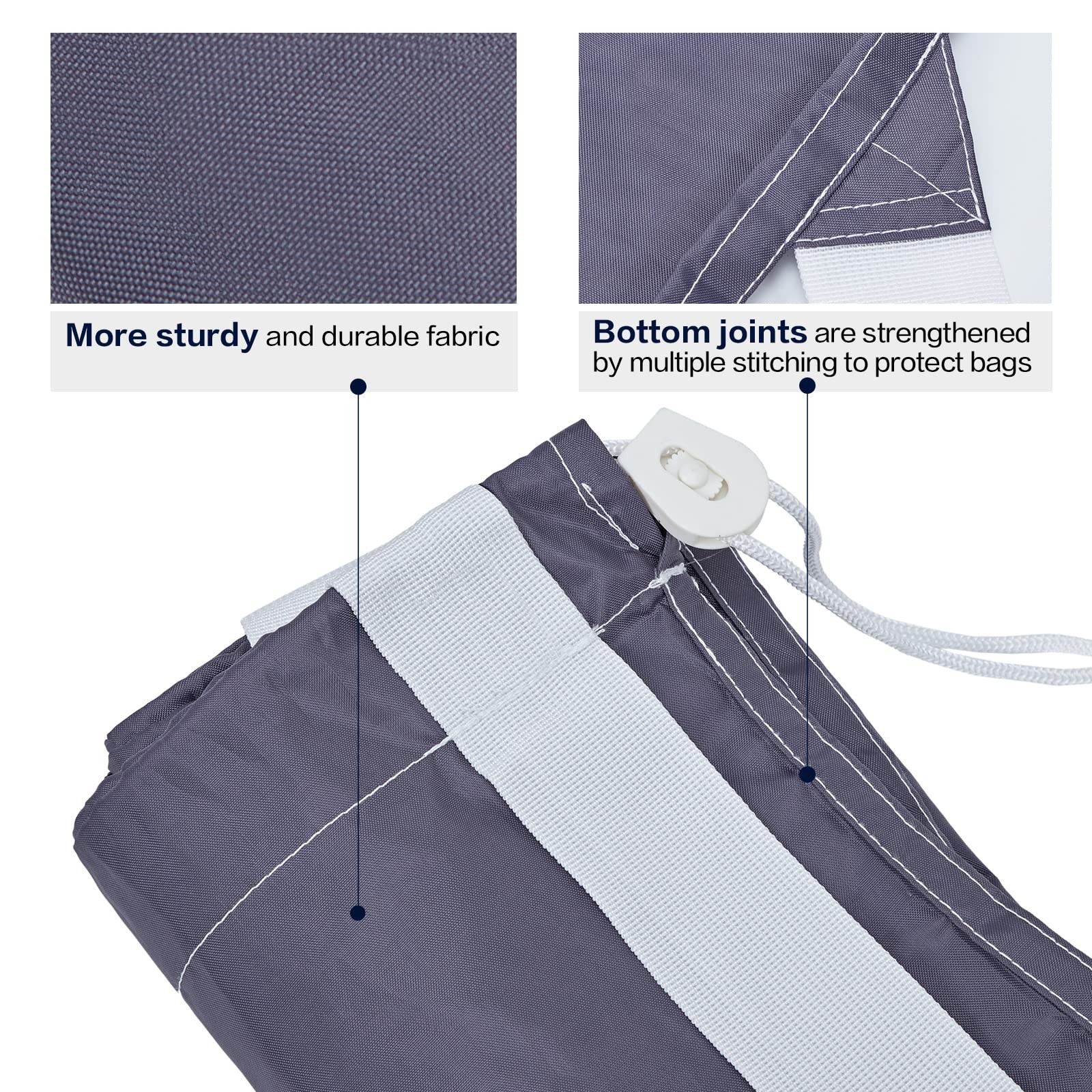 HOMEST 2 Pack XL Nylon Laundry Bag with Strap, Large 2pack, (2 pack) Grey