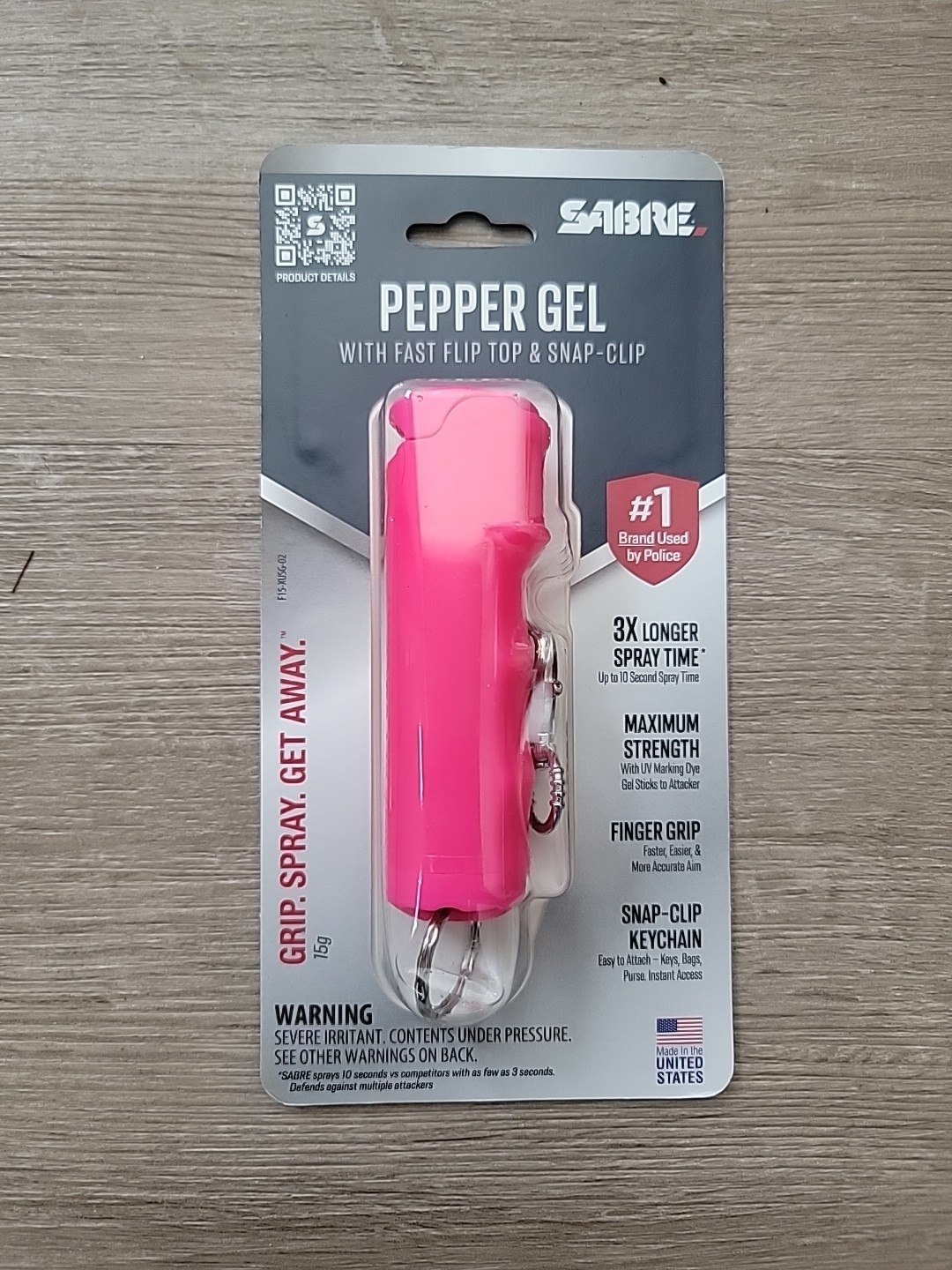Sabre Flip-Top Pepper Gel/Spray .54oz Red Pepper 12ft 25 burst F15-PUSG-02 Pink
