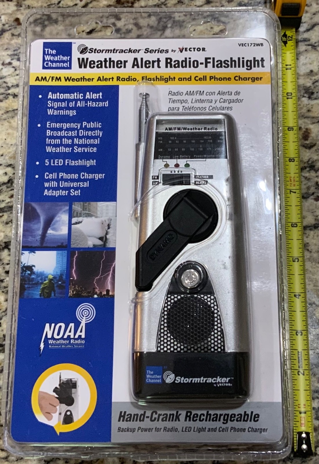 Storm tracker Vector VEC172WB Weather Alert Radio Flashlight Phone Charger New